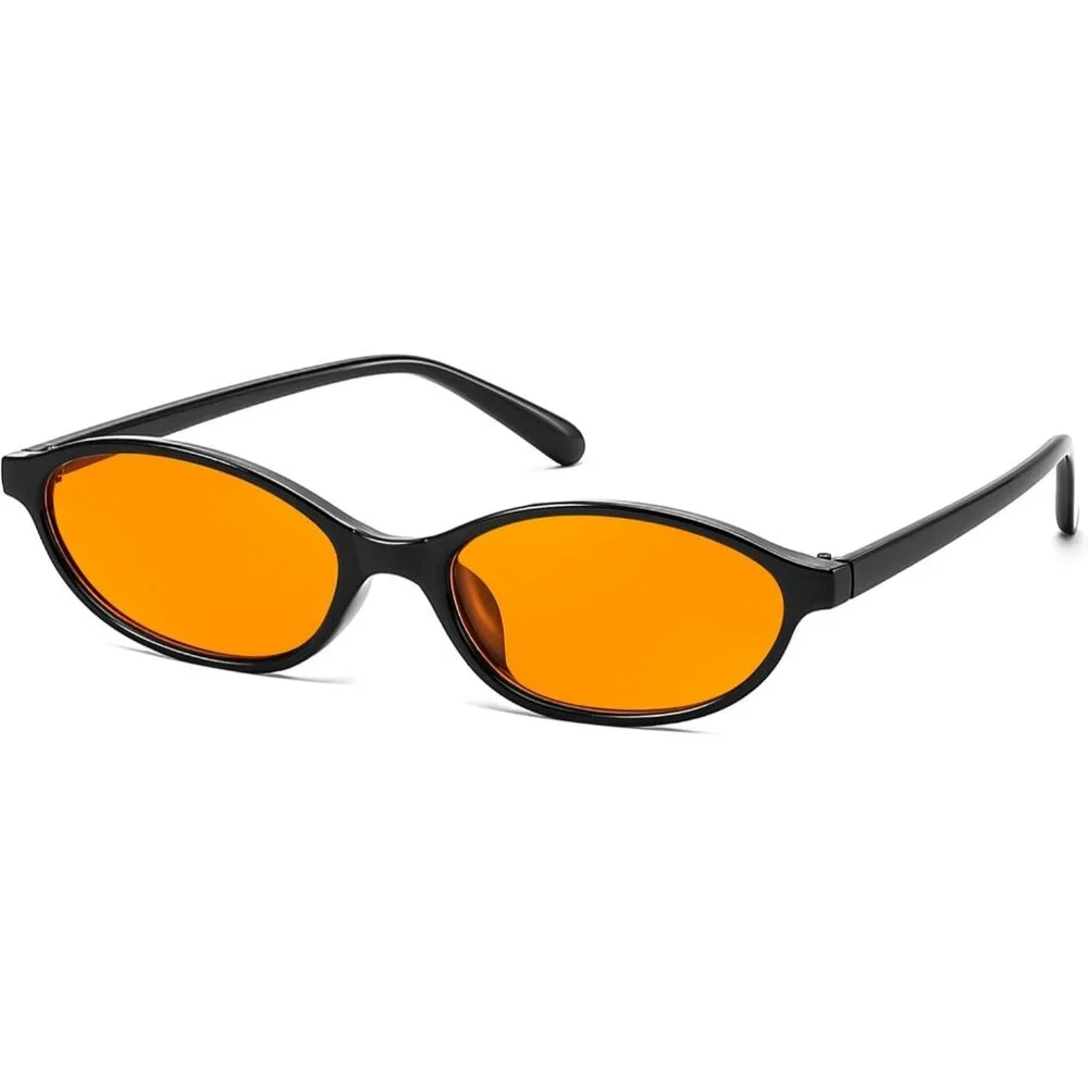 Women's Oval Sunglasses Eye Narrow Trendy plastic frames Sunnies Shades